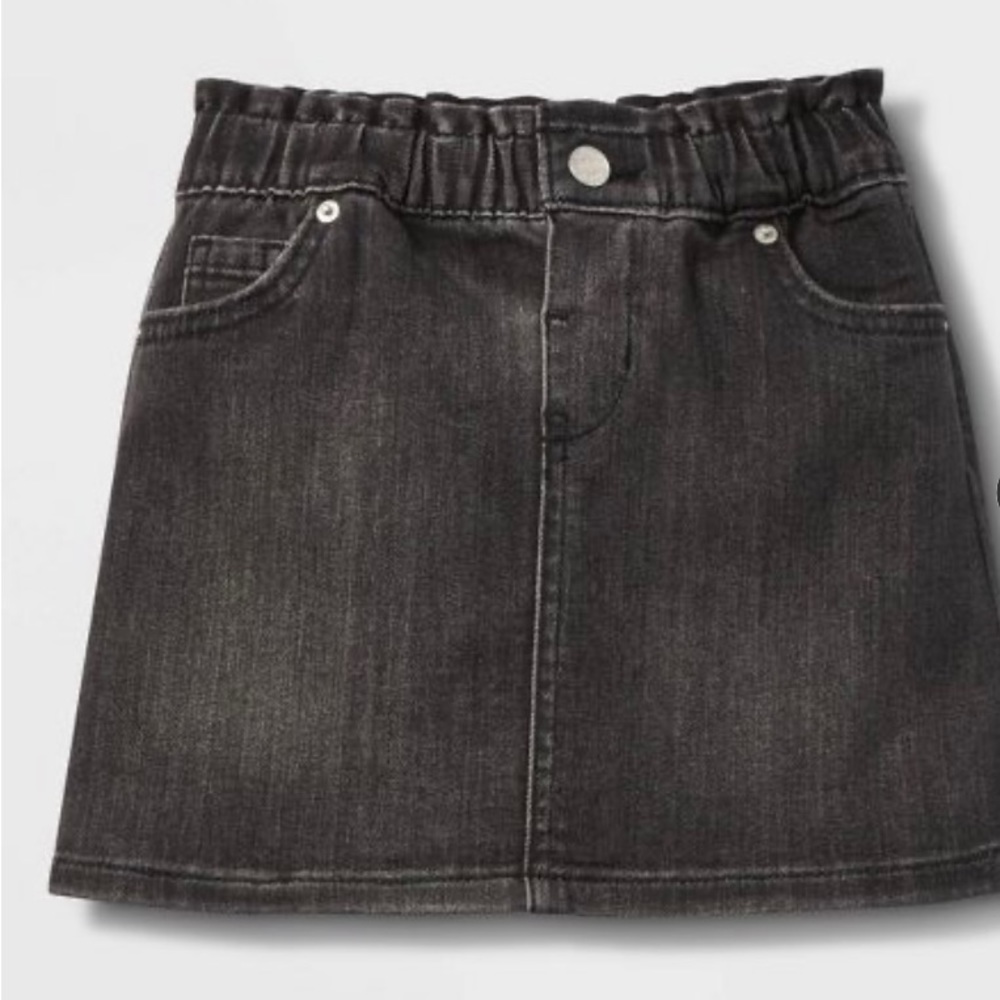 Toddler Girls' Denim Paperbag Skirt - Black - 5T - NWT